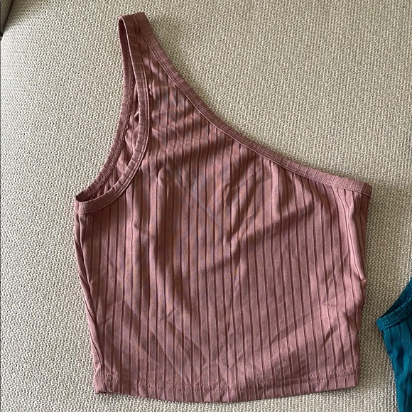 One-Shoulder Ribbed Women Top Set - Picture 2 of 3